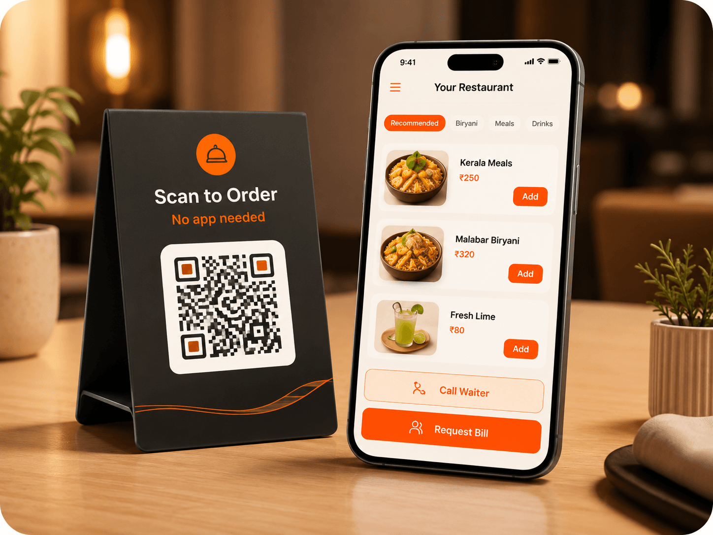 QR ordering and mobile menu experience for restaurant guests