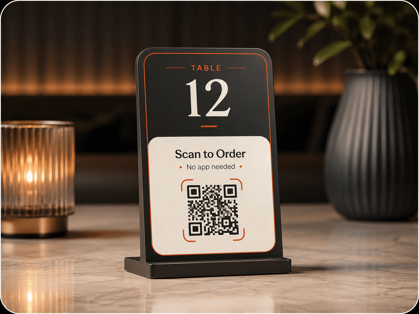 Restaurant table QR stand for scan to order